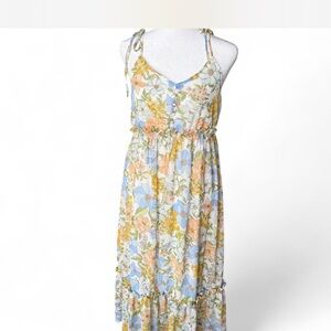 Floral Maxi Dress with Tie Straps